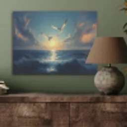 Meeuwen - Zee - Wolken -Blauw PET vilt klein -sfeer2