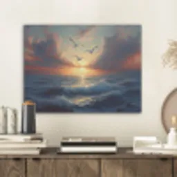 Meeuwen - Zonsondergang - Zee - Wolken PET vilt klein -sfeer1