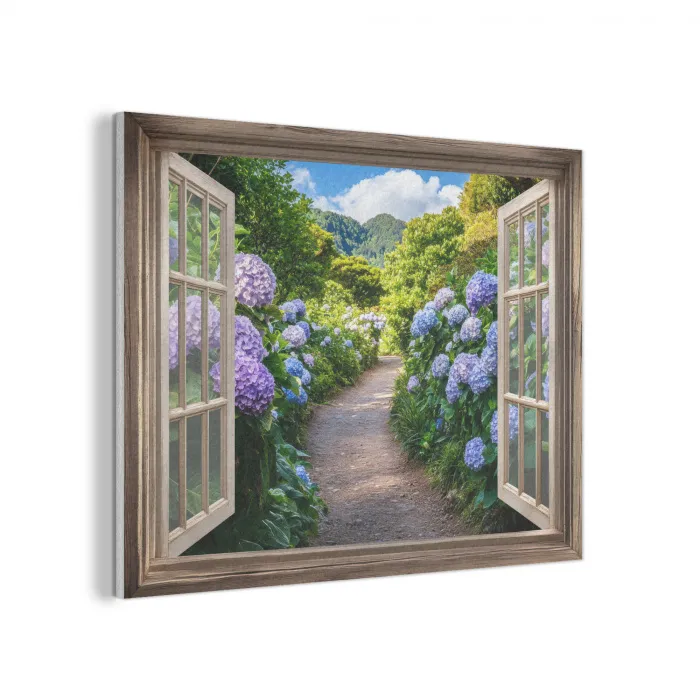 Doorkijk - Hortensia - Pad - Natuur PET vilt klein -3d