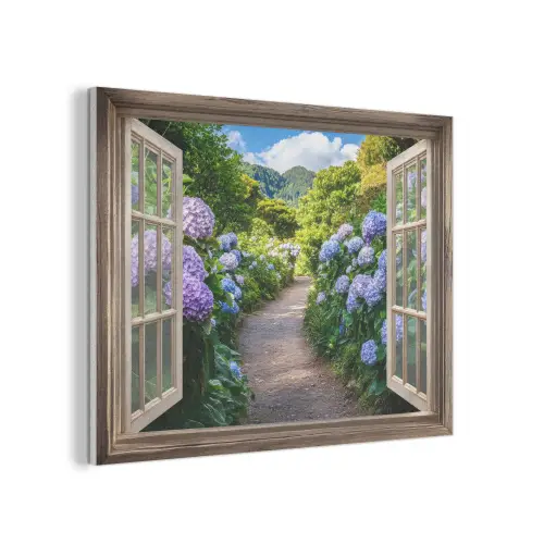Doorkijk - Hortensia - Pad - Natuur PET vilt klein -3d