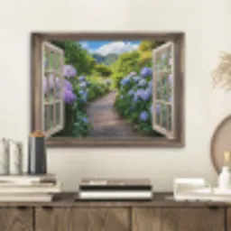 Doorkijk - Hortensia - Pad - Natuur PET vilt klein -sfeer1