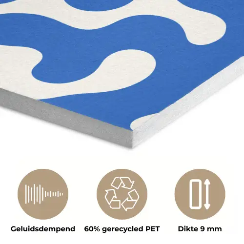 Vormen - Abstract - Blauw - Golven PET vilt klein -closeup_NL