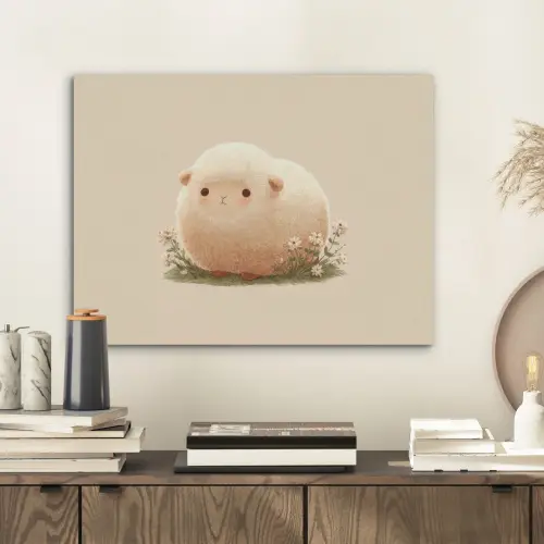 Schaap - Beige - Bloemen PET vilt klein -sfeer1