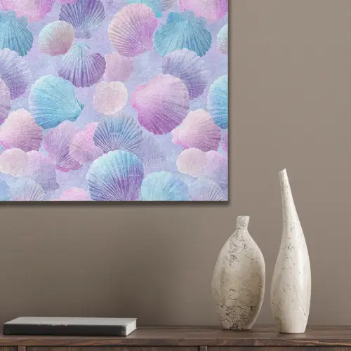 Schelpen - Paars - Blauw - Patroon - Pastel PET vilt klein -sfeer6_closeup