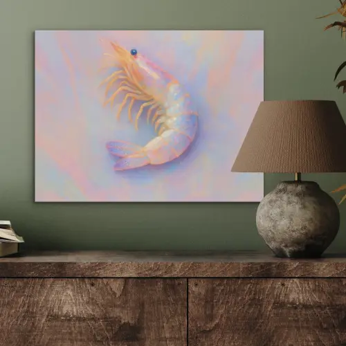Garnaal - Subtiele structuur - Blauw - Roze PET vilt klein -sfeer2