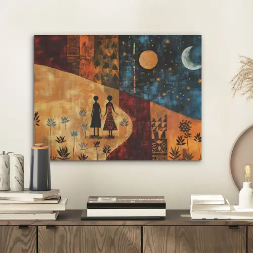 Silhouetten - Abstract - Zon - Maan PET vilt klein -sfeer1