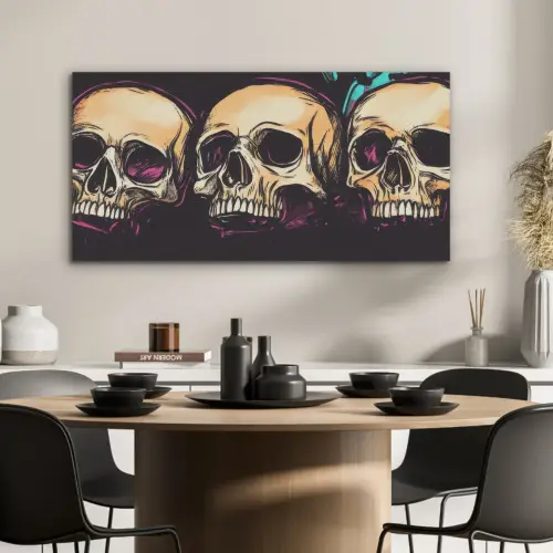 Schedels - Graffiti - Neon PET vilt middel -sfeer1
