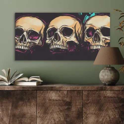 Schedels - Graffiti - Neon PET vilt middel -sfeer2