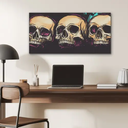 Schedels - Graffiti - Neon PET vilt middel -sfeer5