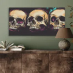 Schedels - Graffiti - Neon PET vilt middel -sfeer2