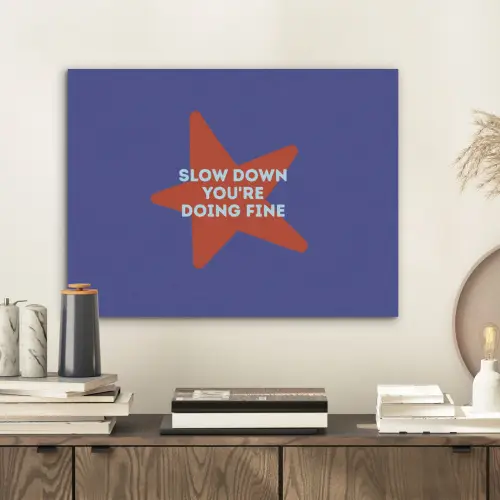 Slow down you're doing fine - Ster - Blauw PET vilt klein -sfeer1