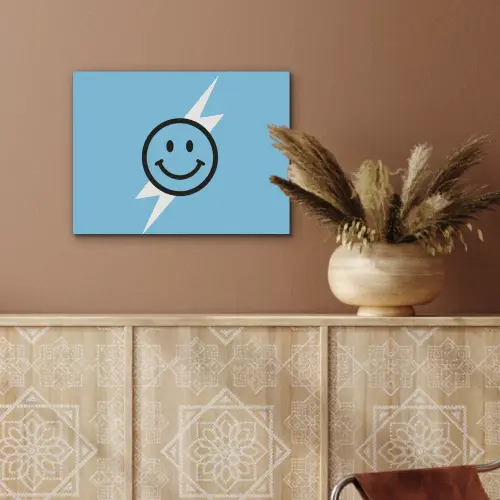 Smiley - Blauw - Bliksem PET vilt klein -sfeer4