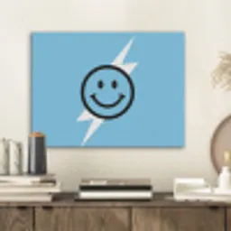 Smiley - Blauw - Bliksem PET vilt klein -sfeer1
