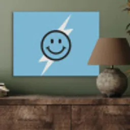 Smiley - Blauw - Bliksem PET vilt klein -sfeer2