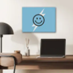 Smiley - Blauw - Bliksem PET vilt klein -sfeer5