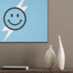 Smiley - Blauw - Bliksem PET vilt klein -sfeer6_closeup