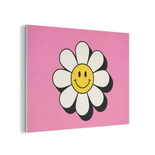 Smiley - Bloem - Roze PET vilt klein -3d