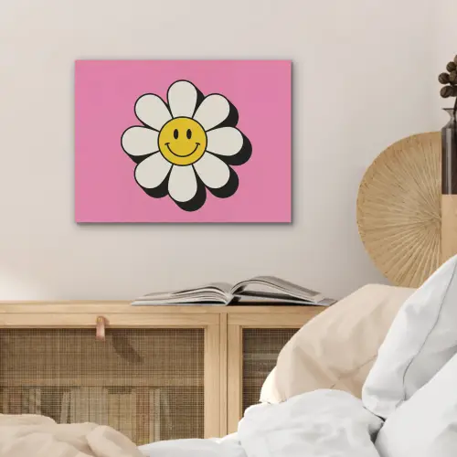 Smiley - Bloem - Roze PET vilt klein -sfeer3