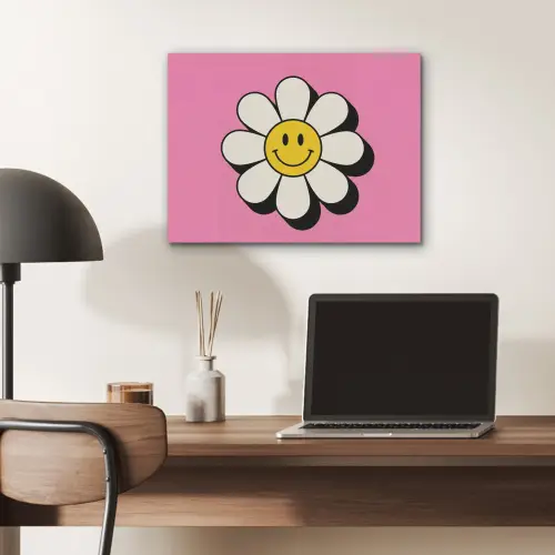 Smiley - Bloem - Roze PET vilt klein -sfeer5