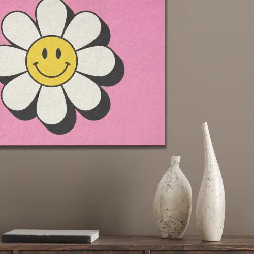 Smiley - Bloem - Roze PET vilt klein -sfeer6_closeup