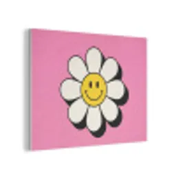 Smiley - Bloem - Roze PET vilt klein -3d