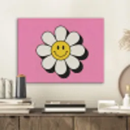 Smiley - Bloem - Roze PET vilt klein -sfeer1