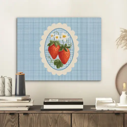 Aardbeien - Lijst - Rood - Geruit PET vilt klein -sfeer1
