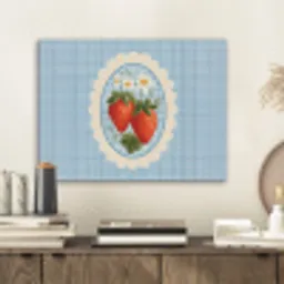 Aardbeien - Lijst - Rood - Geruit PET vilt klein -sfeer1