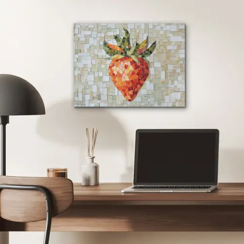 Aardbei - Rood - Mozaïek - Fruit PET vilt klein -sfeer5
