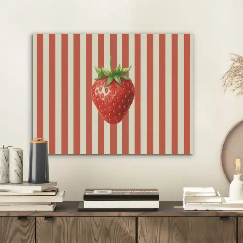 Aardbei - Strepen - Rood PET vilt klein -sfeer1
