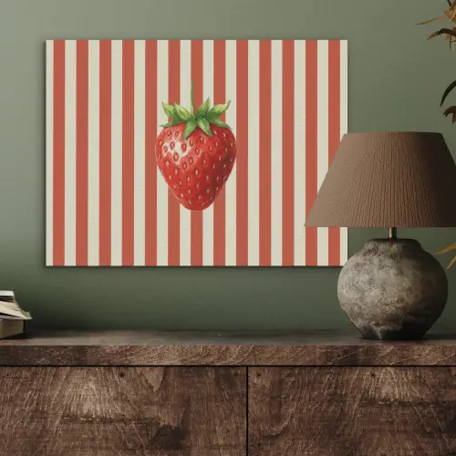 Aardbei - Strepen - Rood PET vilt klein -sfeer2