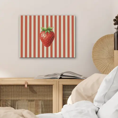 Aardbei - Strepen - Rood PET vilt klein -sfeer3