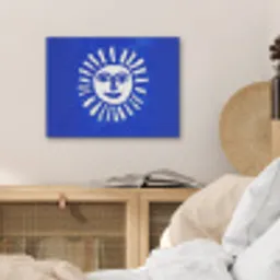 Zon - Gezicht - Penseelstructuur - Blauw PET vilt klein -sfeer3