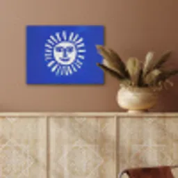 Zon - Gezicht - Penseelstructuur - Blauw PET vilt klein -sfeer4