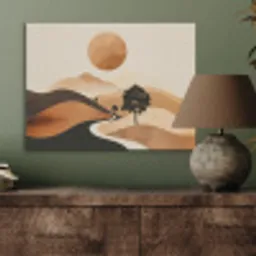 Zon - Heuvels - Boom - Abstract PET vilt klein -sfeer2