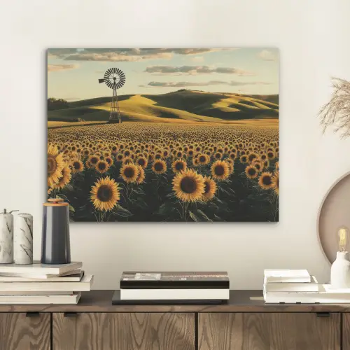 Zonnebloem - Veld - Windmolen PET vilt klein -sfeer1