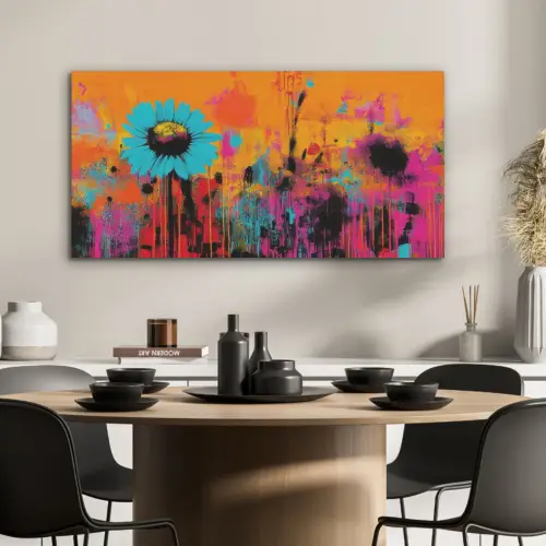 Zonnebloemen - Abstract - Oranje PET vilt middel -sfeer1