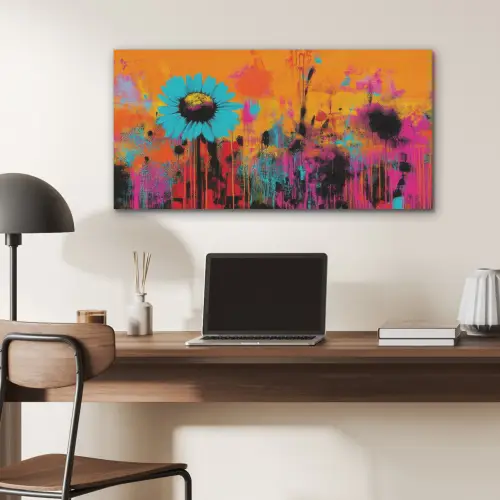 Zonnebloemen - Abstract - Oranje PET vilt middel -sfeer5