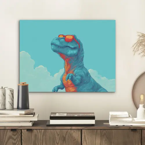 T-Rex - Blauw - Wolken - Zonnebril PET vilt klein -sfeer1