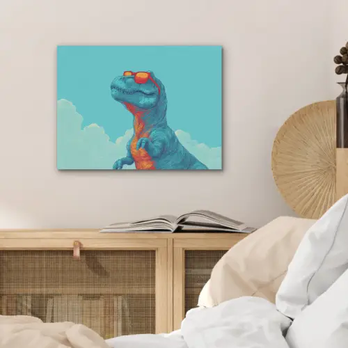 T-Rex - Blauw - Wolken - Zonnebril PET vilt klein -sfeer3