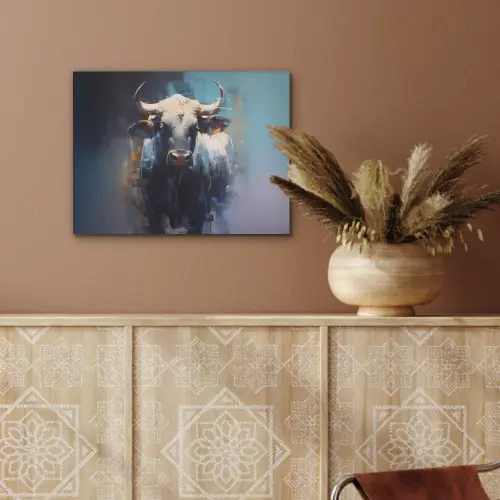 Stier - Zwart - Abstract - Horens PET vilt klein -sfeer4