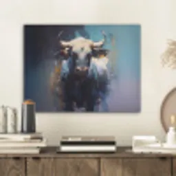 Stier - Zwart - Abstract - Horens PET vilt klein -sfeer1