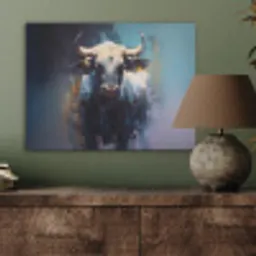 Stier - Zwart - Abstract - Horens PET vilt klein -sfeer2