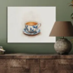 Theekop - Bladeren - Blauw PET vilt klein -sfeer2
