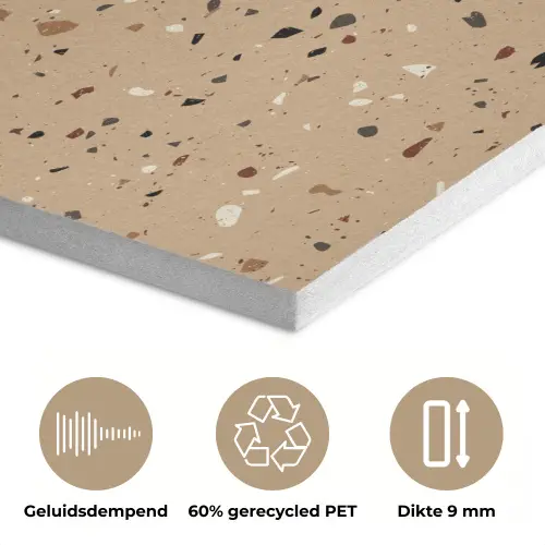 Terrazzo - Patroon - Beige PET vilt klein 837 -closeup_NL