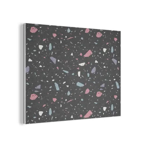 Terrazzo - Patroon - Zwart - Zacht PET vilt klein 837 -3d