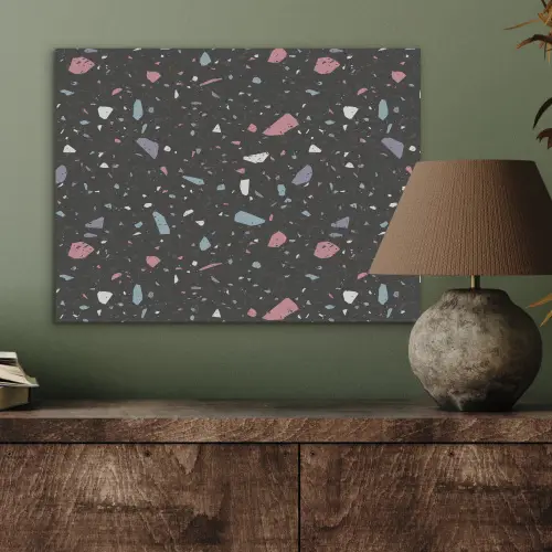 Terrazzo - Patroon - Zwart - Zacht PET vilt klein 837 -sfeer2