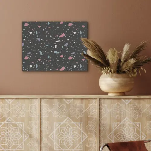 Terrazzo - Patroon - Zwart - Zacht PET vilt klein 837 -sfeer4