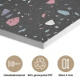 Terrazzo - Patroon - Zwart - Zacht PET vilt klein 837 -closeup_NL
