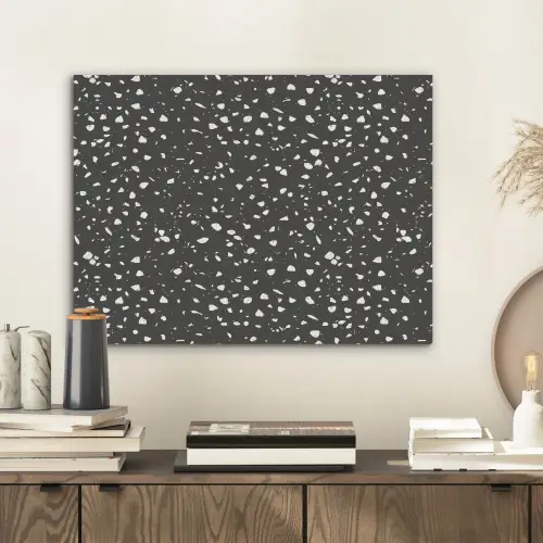 Terrazzo - Patroon - Zwart - Wit PET vilt klein 837 -sfeer1